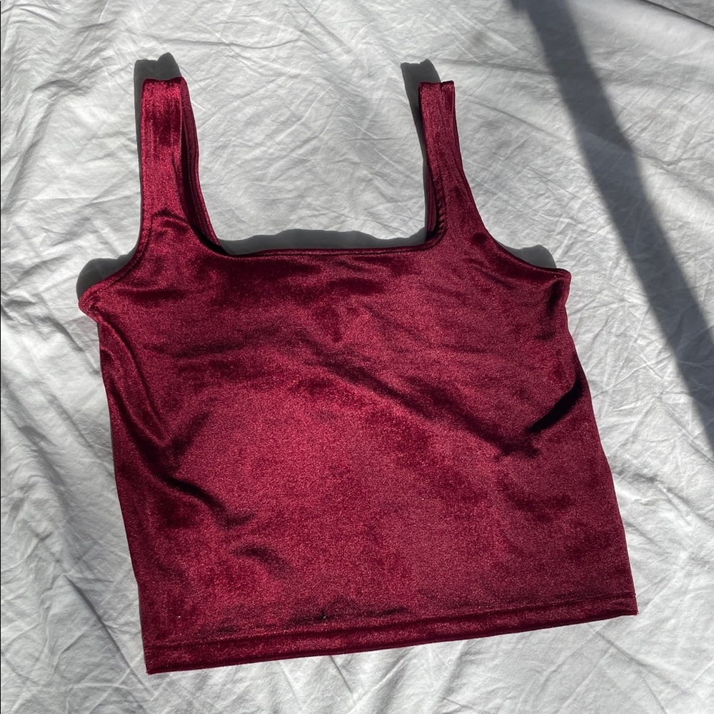 Sleeveless Square Neck Velvet Crop Tops in Deep Wine and Black